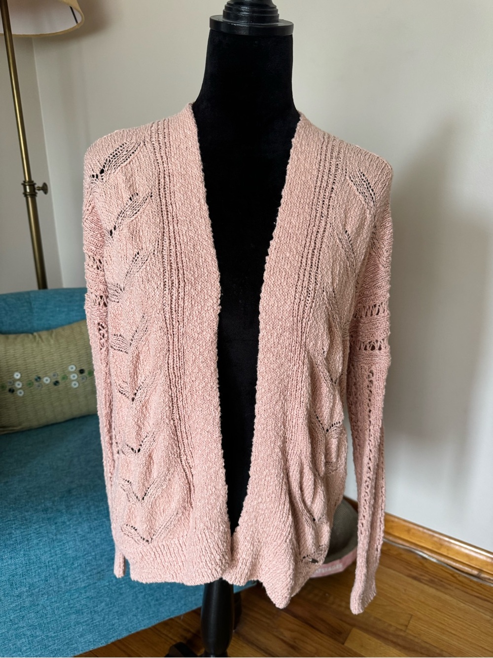 Hollister Blush Open-Front Knit Cardigan